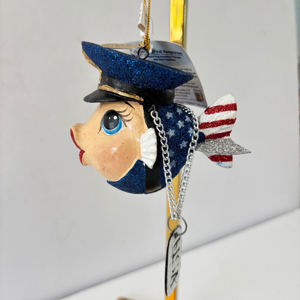 Katherine's Collection Kissing Fish Ornament First Response Patriotic Military